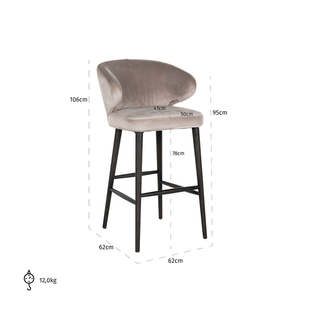 Barstool Indigo en velours khaki