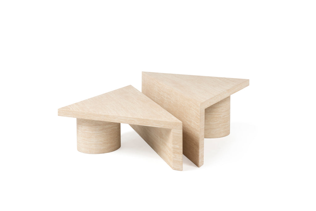 Fictus Travertine faux coffee table set