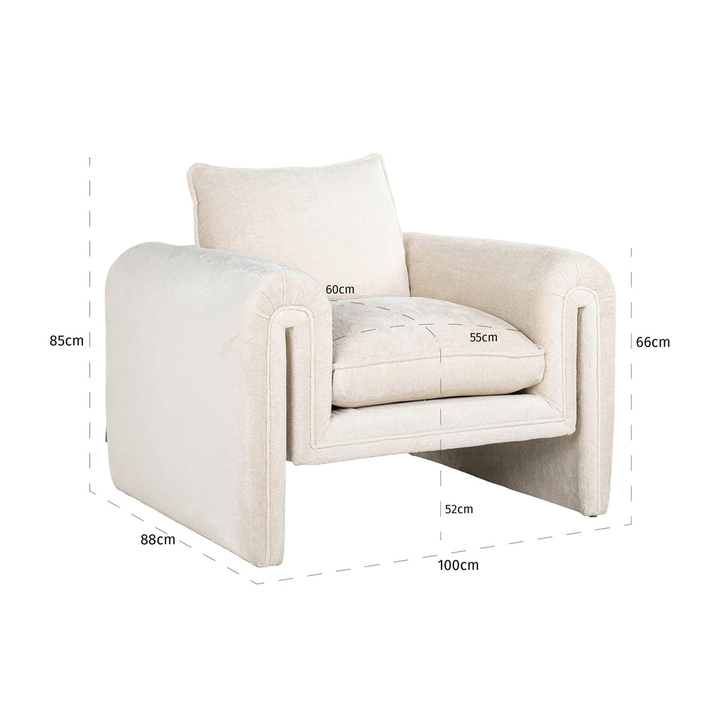 Fauteuil Sandro white chenille