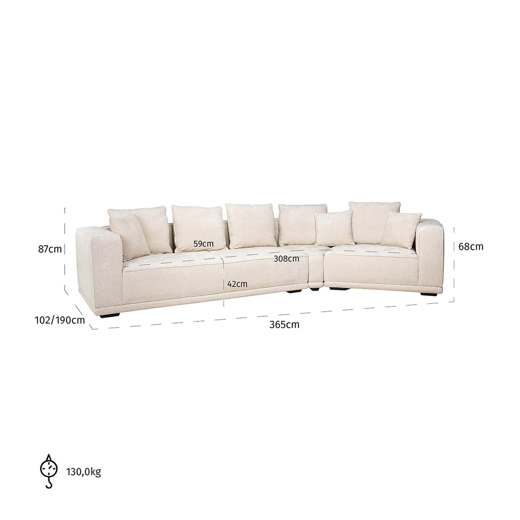 Sofa Lusso 4-zits beige chenille