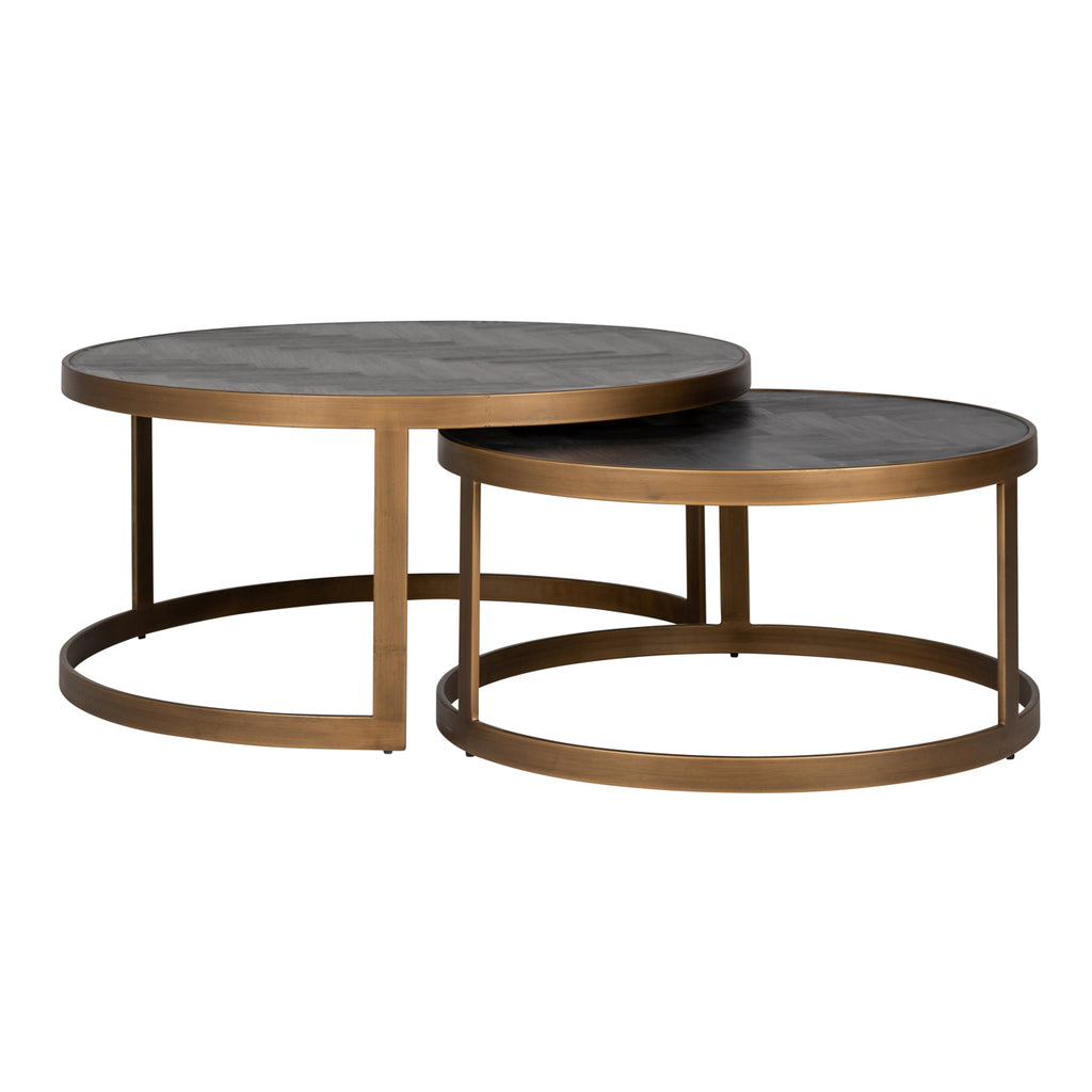 Blackbone brass coffee table set of 2