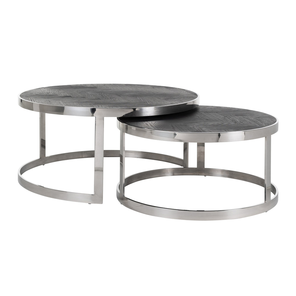 Salontisch Blackbone Silber Set von 2