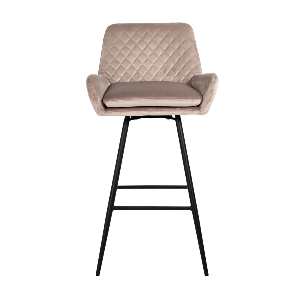 Tabouret de bar Linsey pivotant en velours kaki