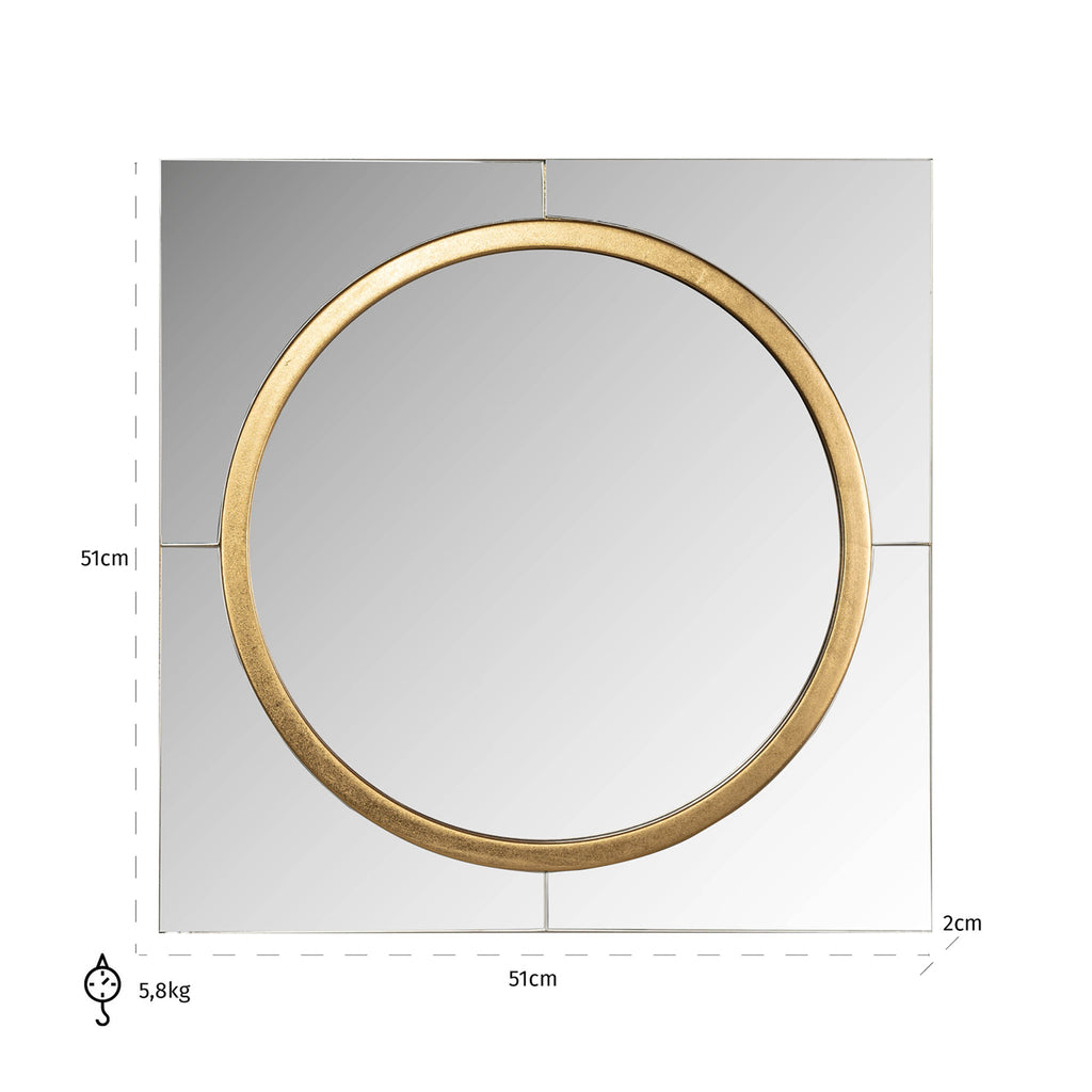 Spiegel Briana rond goud