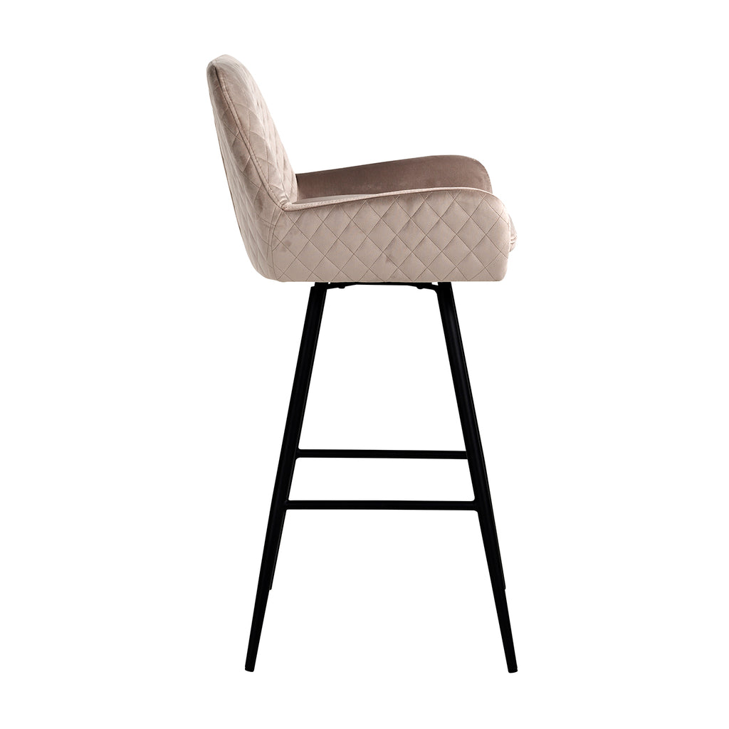 Tabouret de bar Linsey pivotant en velours kaki