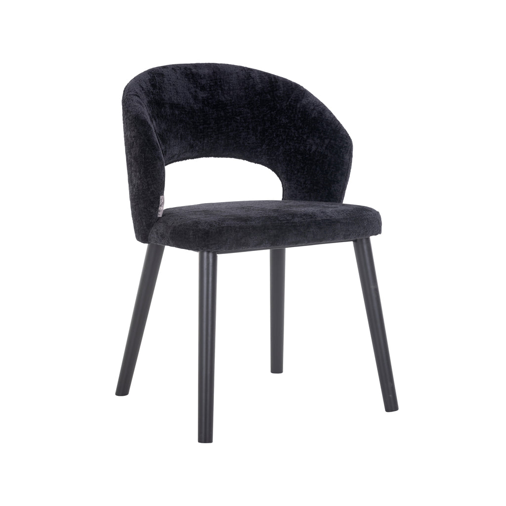 Chaise Savoy en chenille noire