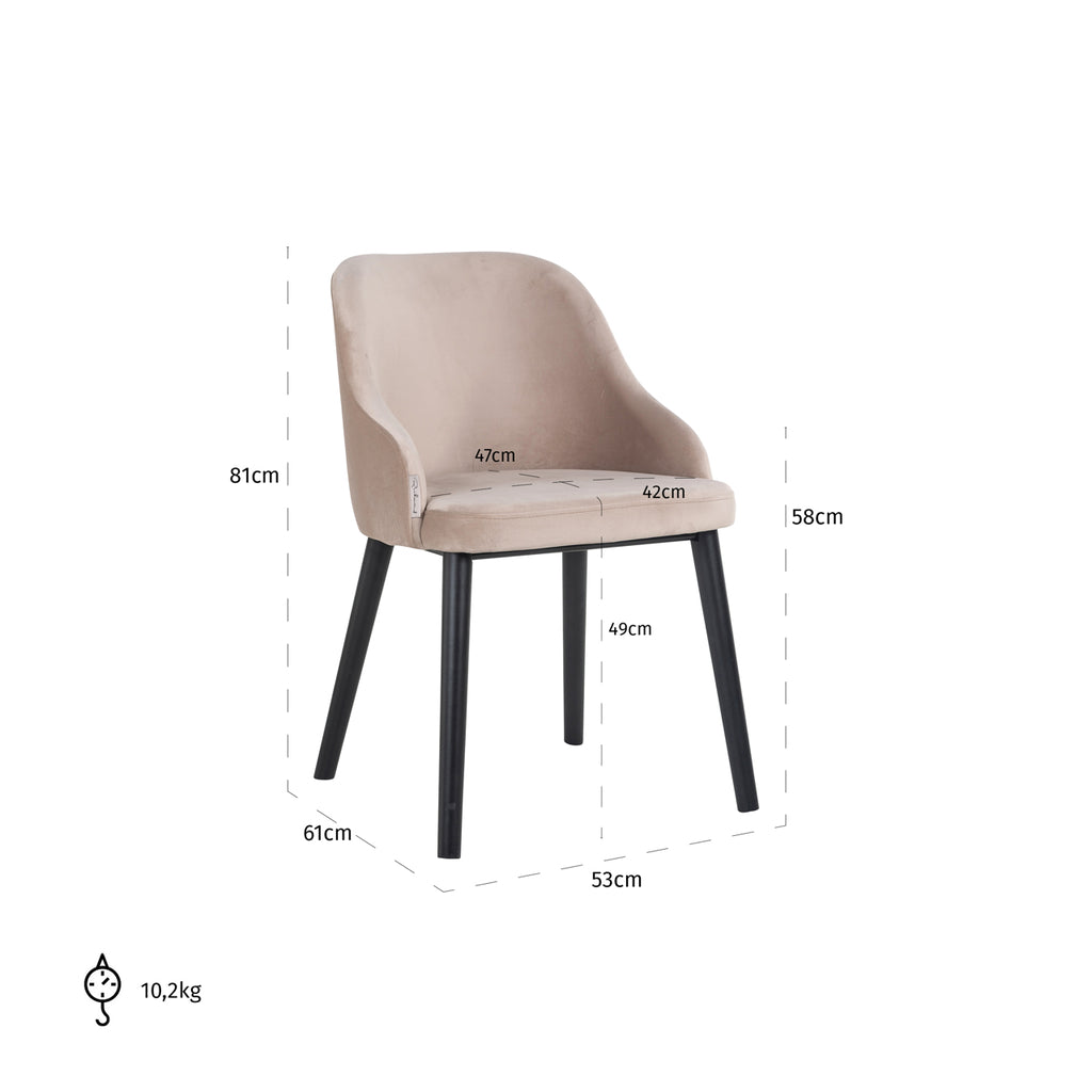 Chaise Twiggy en velours kaki