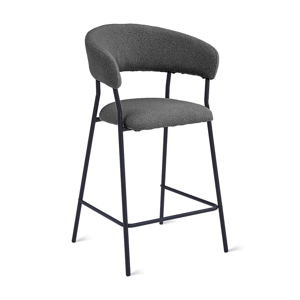 Tabouret de bar Ava - Bouclé Anthracite