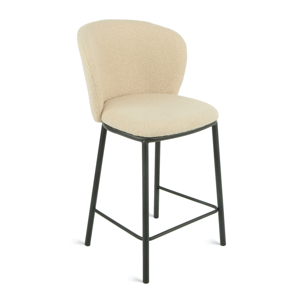 Loa Bouclé Taupe Bar Stool