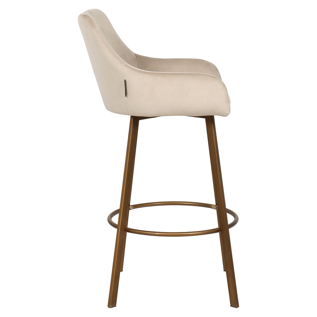 Tabouret de bar Cressida à dossier haut en velours kaki (lot de 2) (Quartz Khaki 903)