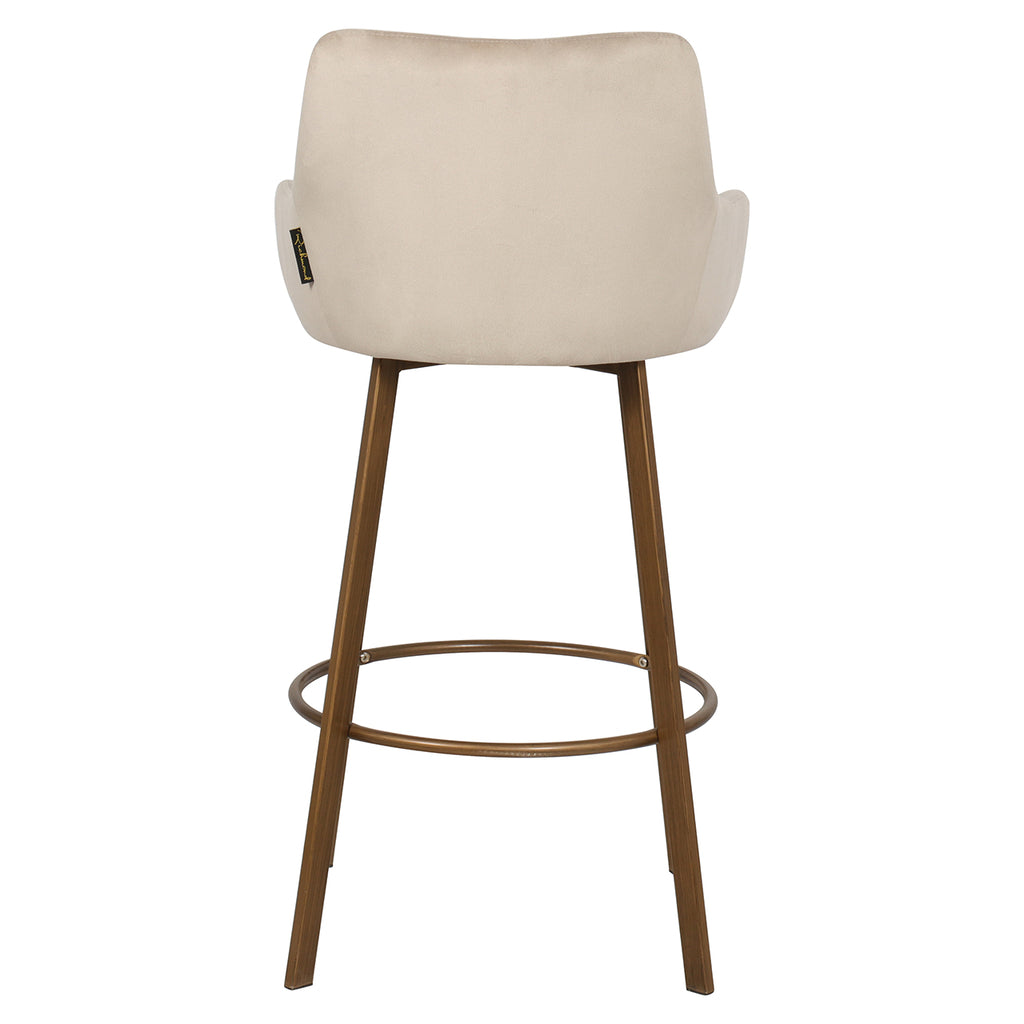 Tabouret de bar Cressida à dossier haut en velours kaki (lot de 2) (Quartz Khaki 903)