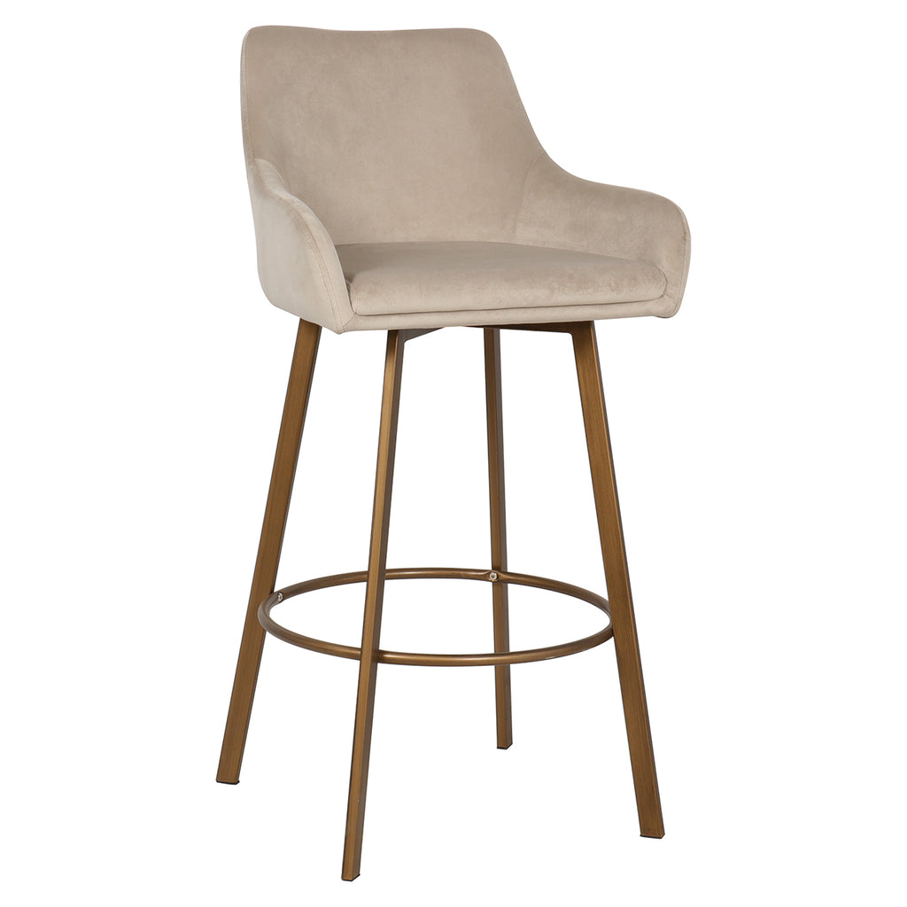 Tabouret de bar Cressida à dossier haut en velours kaki (lot de 2) (Quartz Khaki 903)