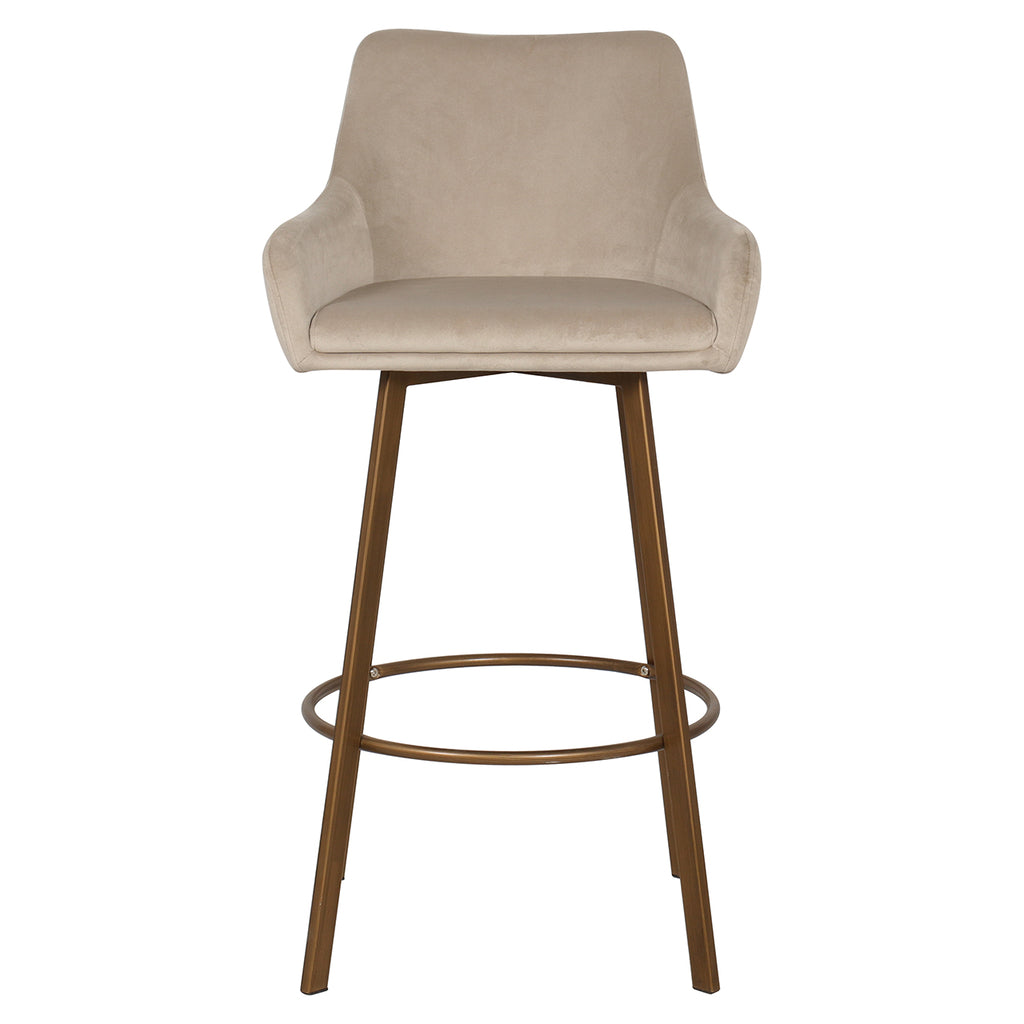 Tabouret de bar Cressida à dossier haut en velours kaki (lot de 2) (Quartz Khaki 903)