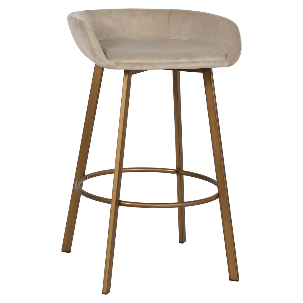 Tabouret de bar Cressida à dossier bas en velours kaki (lot de 2) (Quartz Khaki 903)