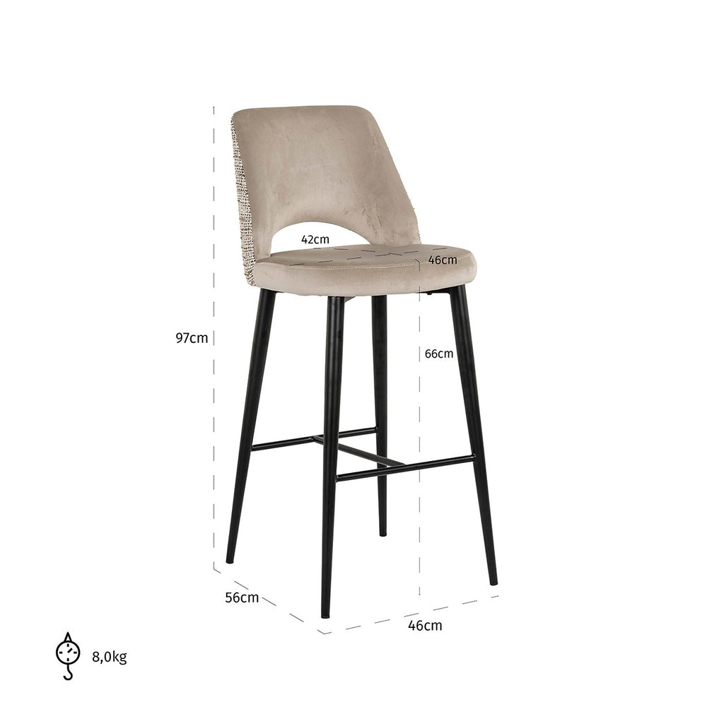 Tabouret de bar Tabitha trendy nature/quartz kaki (Be Trendy 01 Nature)