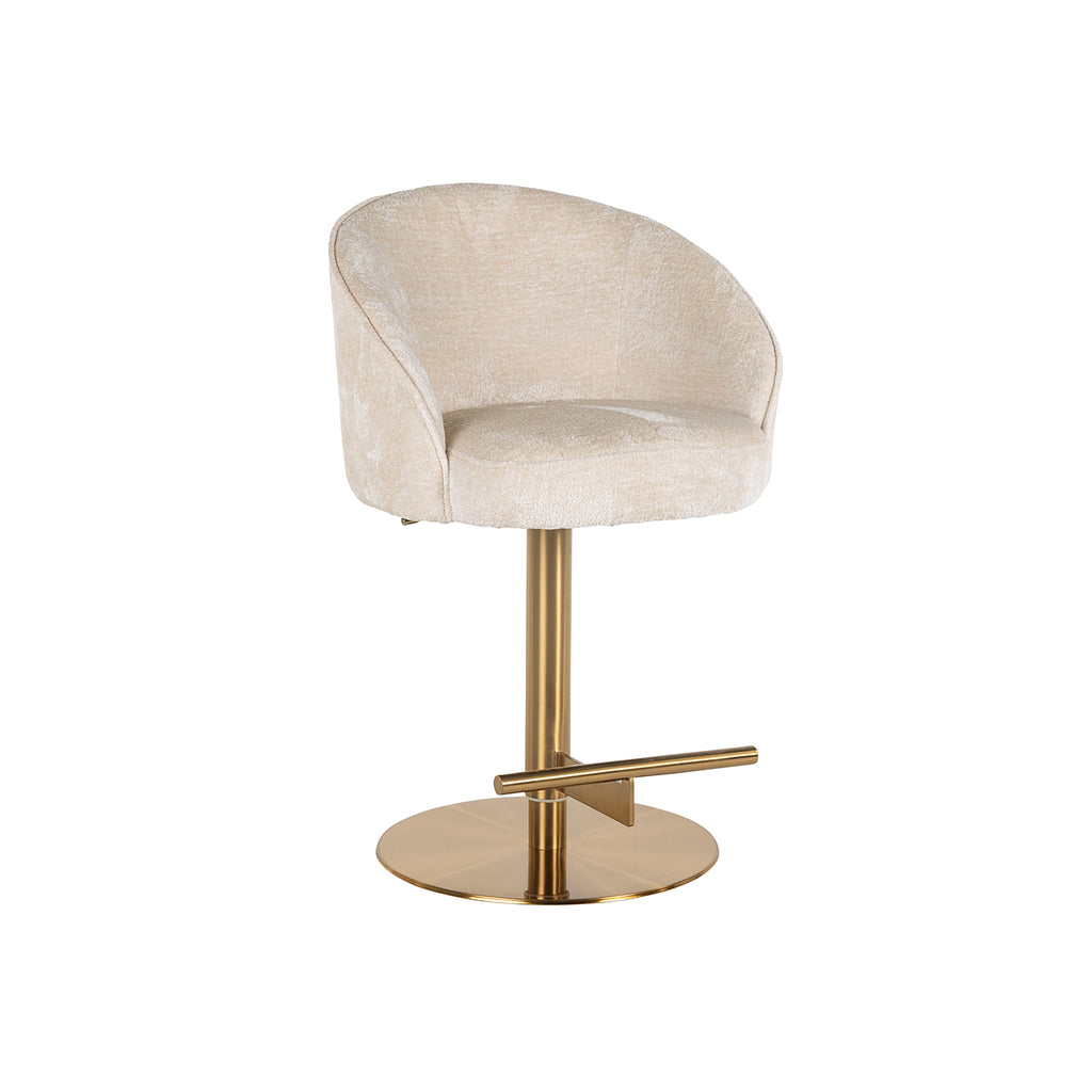 Bar chair Zabi swivel white chenille (Bergen 900 white chenille)