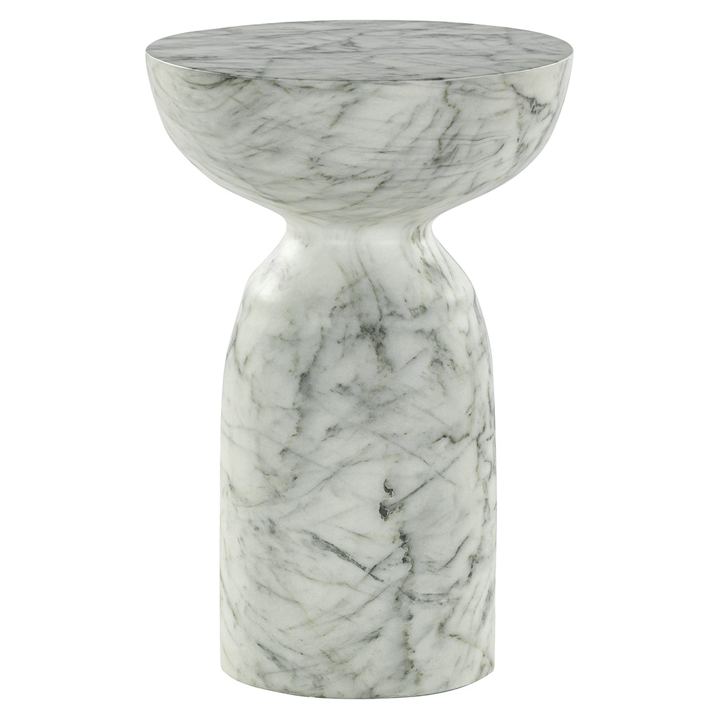 Table d'appoint Kita imitation marbre blanc (Blanc)