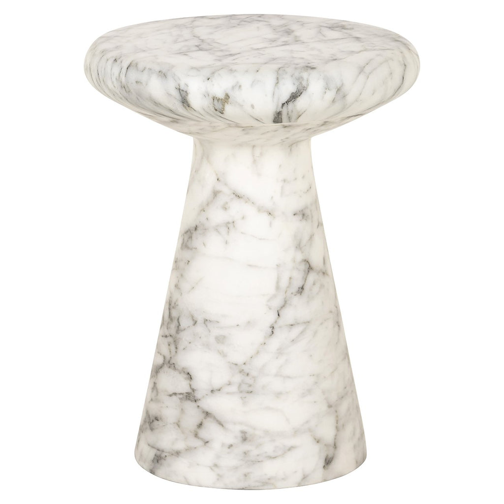 Table d'appoint Lohan en faux marbre blanc (Blanc)