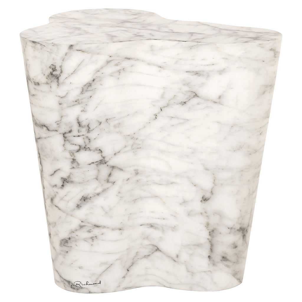 Side table Rockyard faux white marble (White)