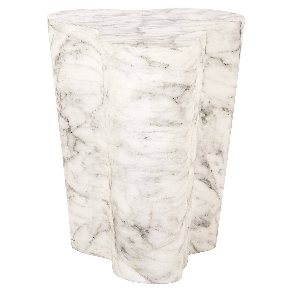 Side table Rockyard faux white marble (White)