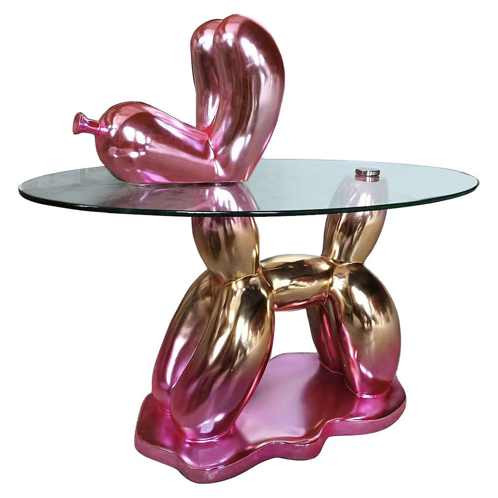 Usha side table with glass (Pink)