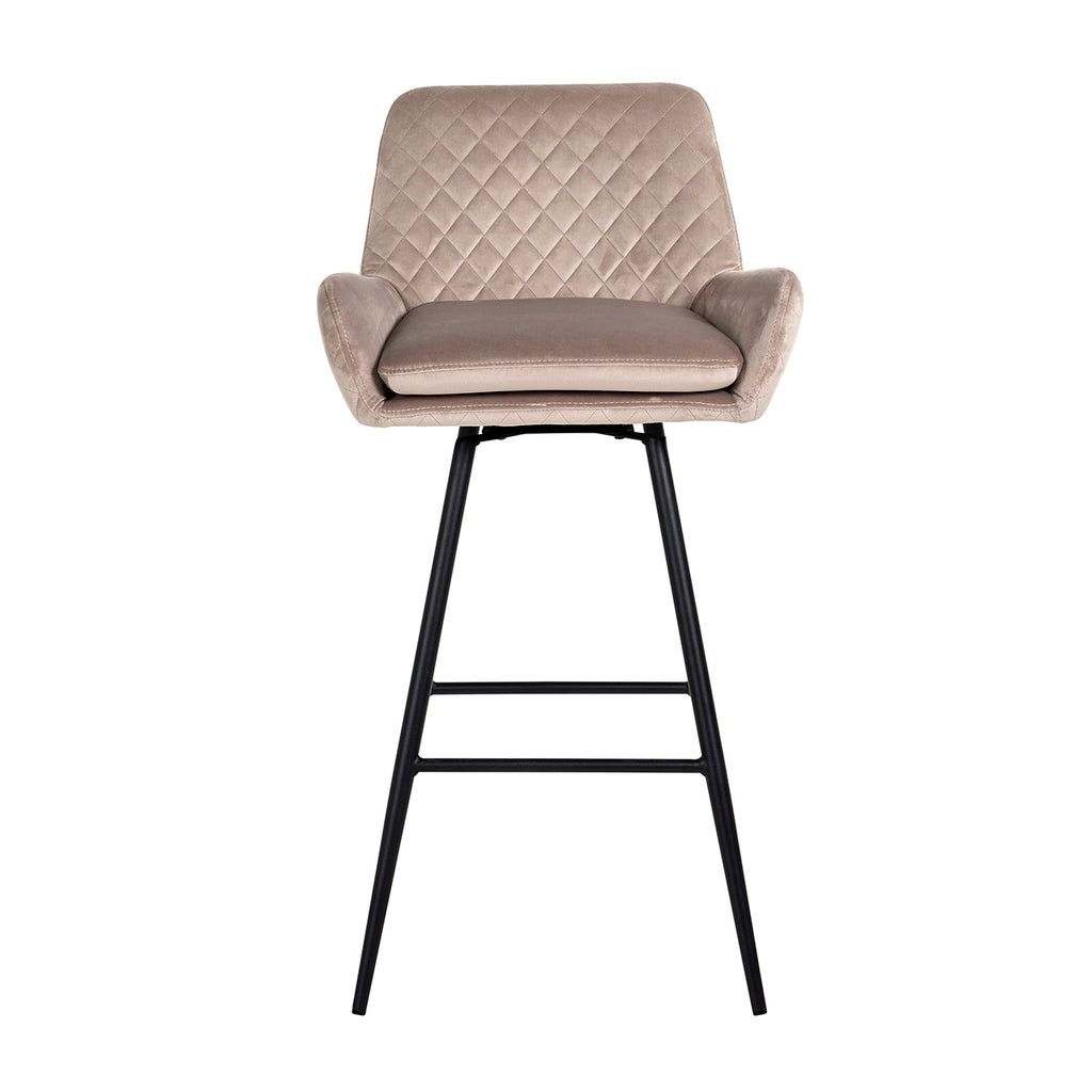 Tabouret de bar Linsey pivotant en velours kaki