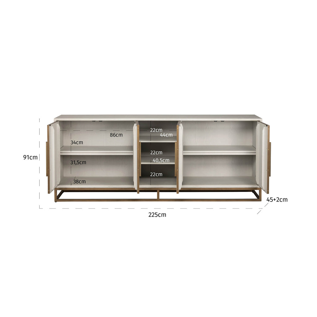 Dressoir Whitebone brass 4-deuren