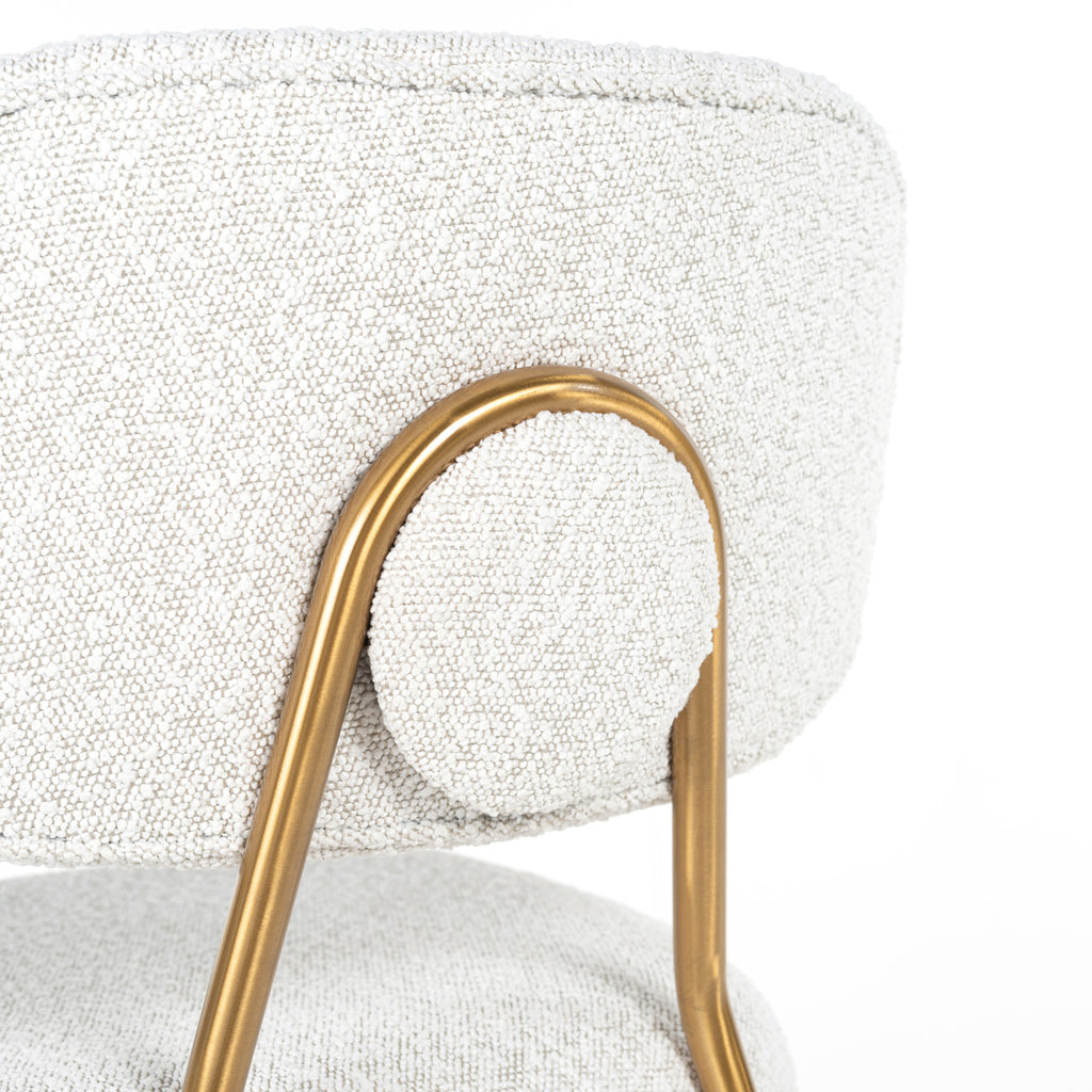 Barstoel Xenia white bouclé / brushed gold