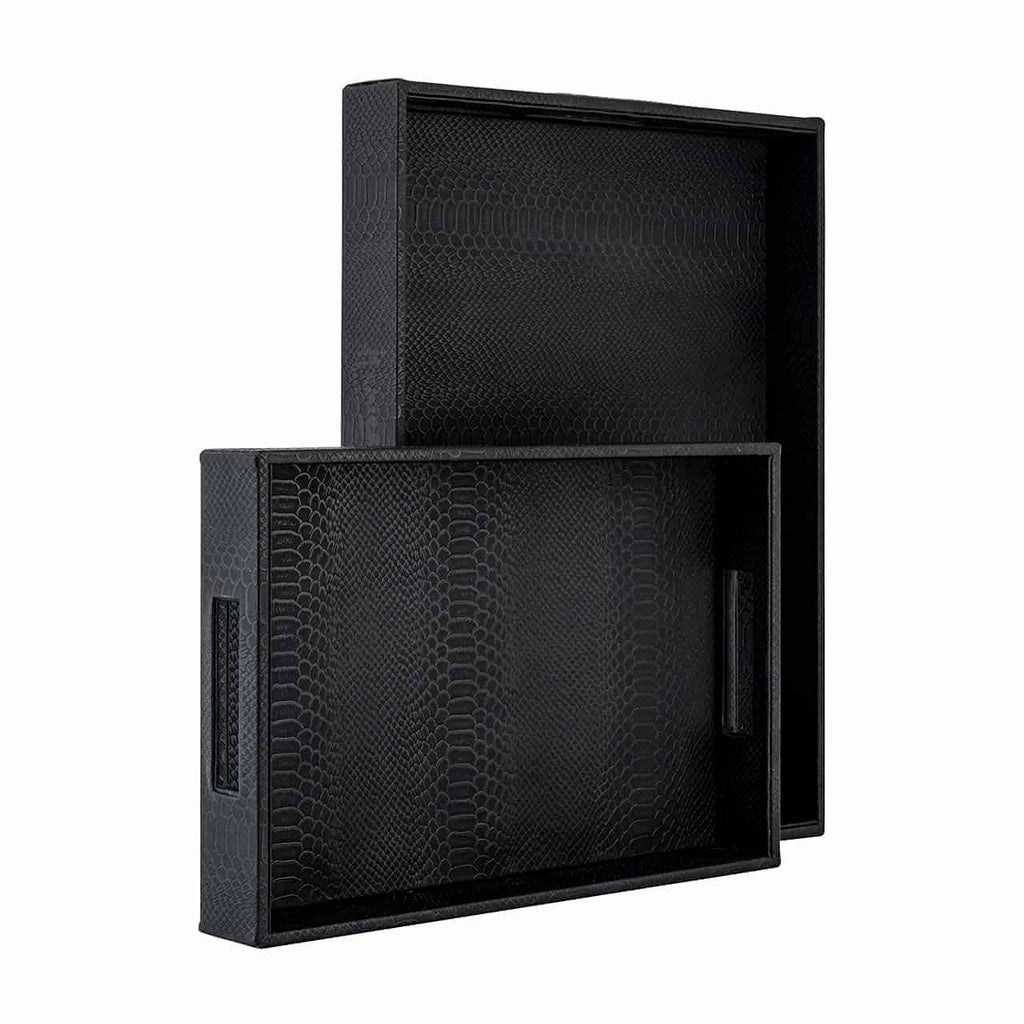 Tray Blane black crocodile set of 2 (Black)