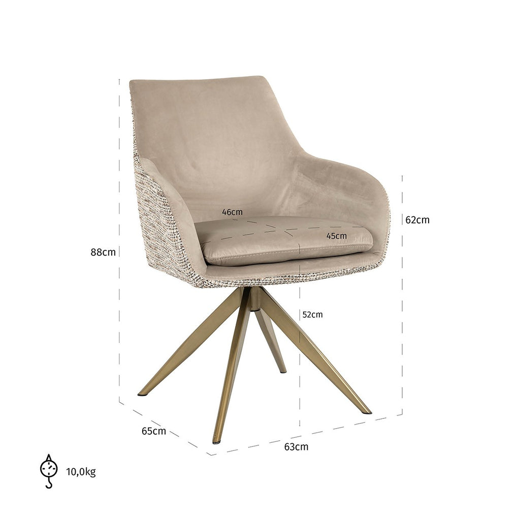 Draaifauteuil Lisonne be trendy nature / khakifarbener Samt (Be Trendy 01 Nature)