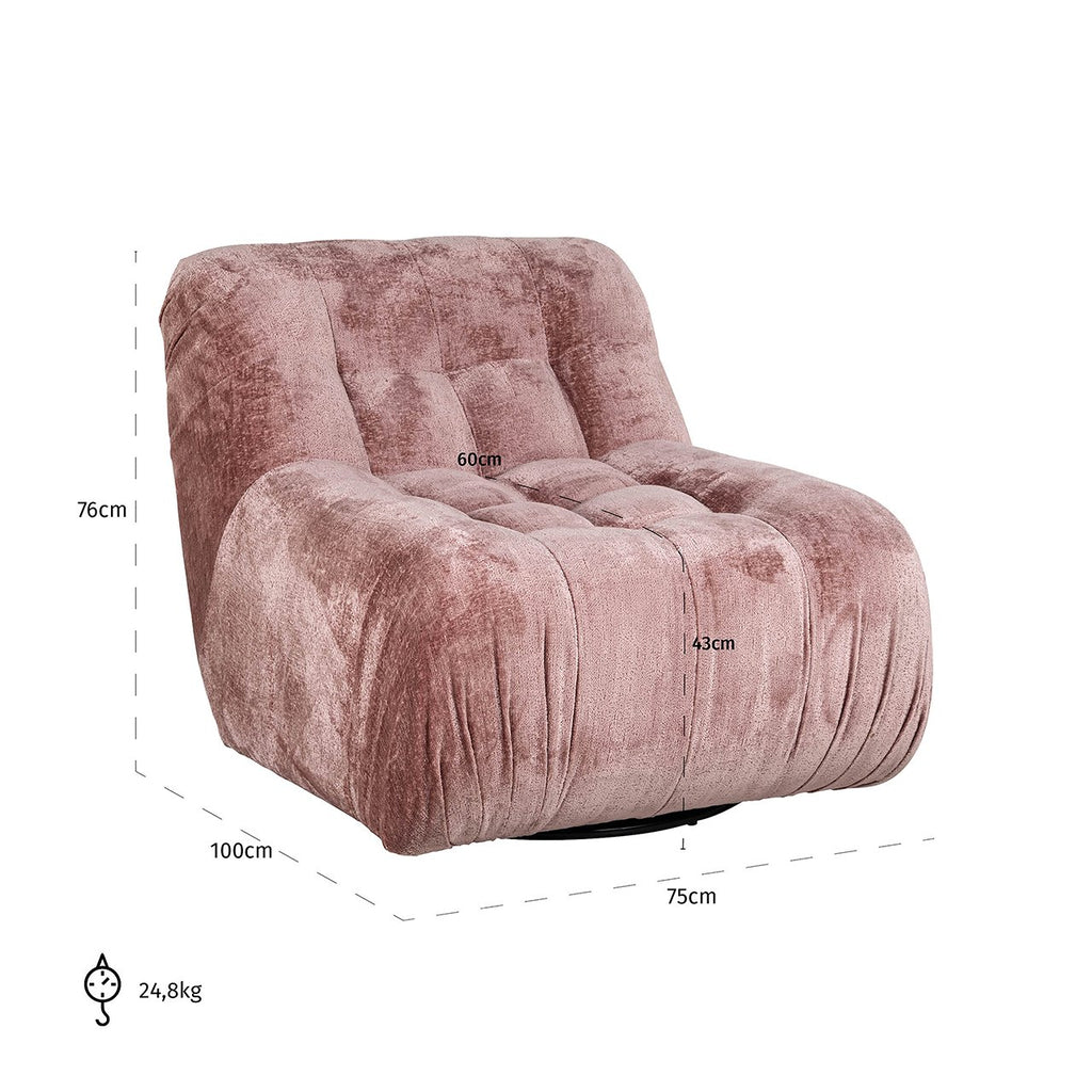 Draaifauteuil Rosy rose chenille