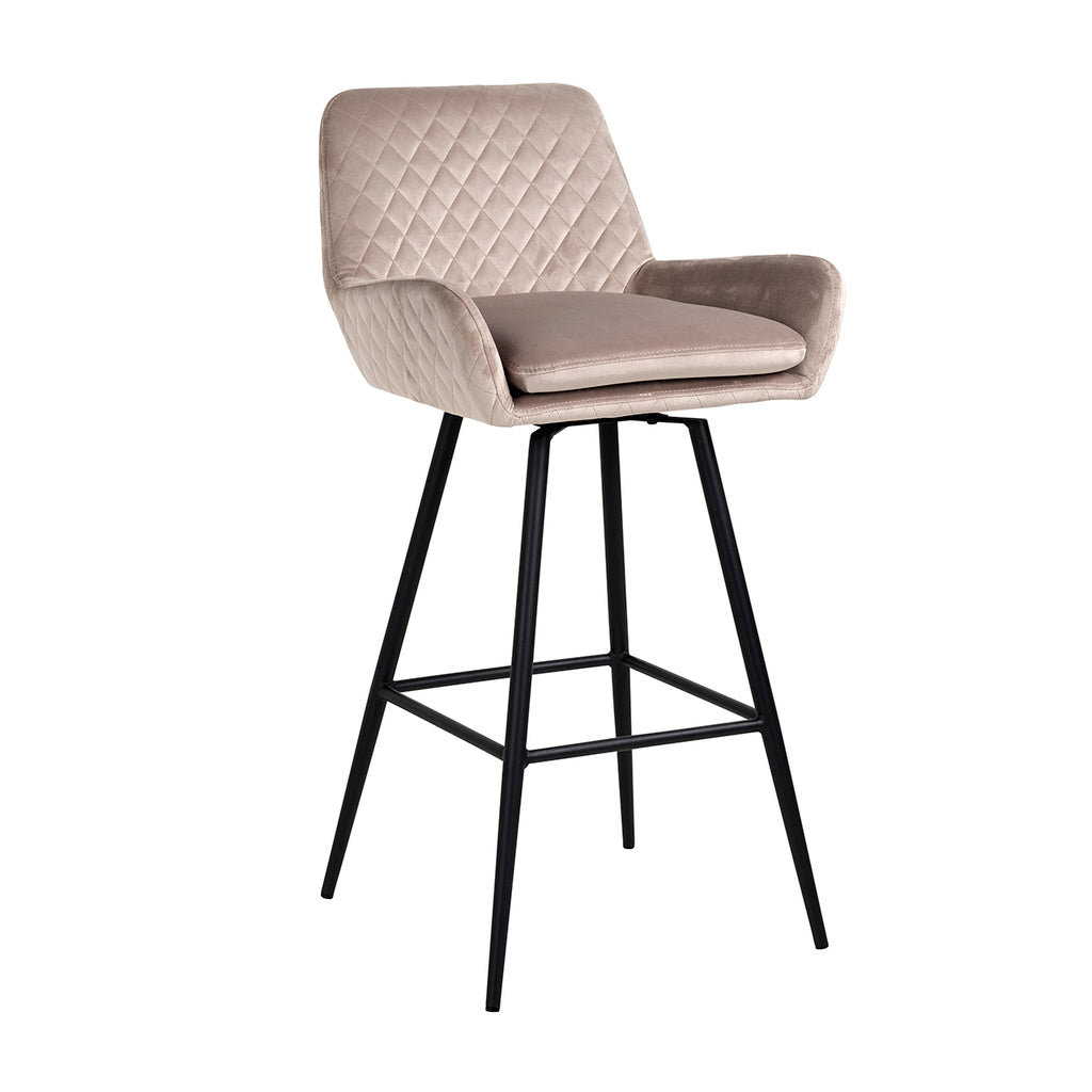 Tabouret de bar Linsey pivotant en velours kaki