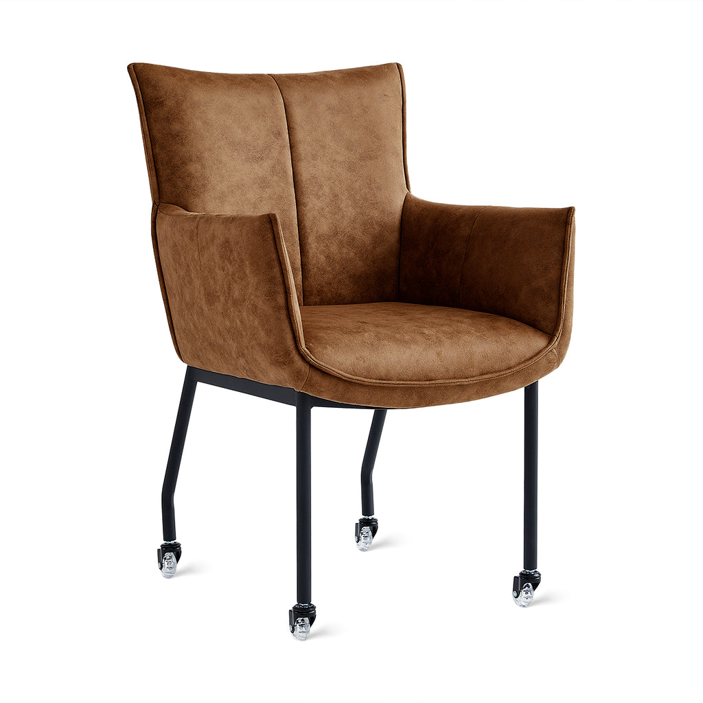 Dining room chair Thomas - Micro leather Cognac