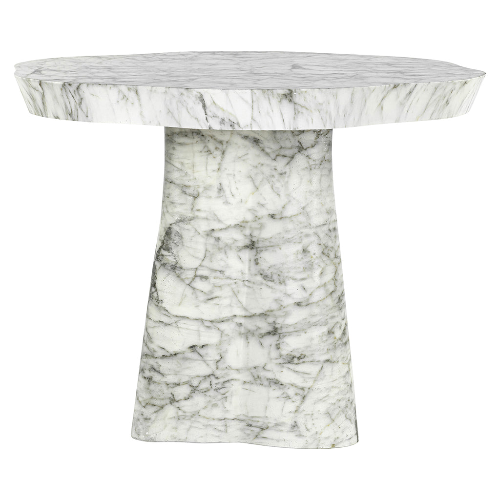 Dining table Rockyard 100Ø faux white marble (White)