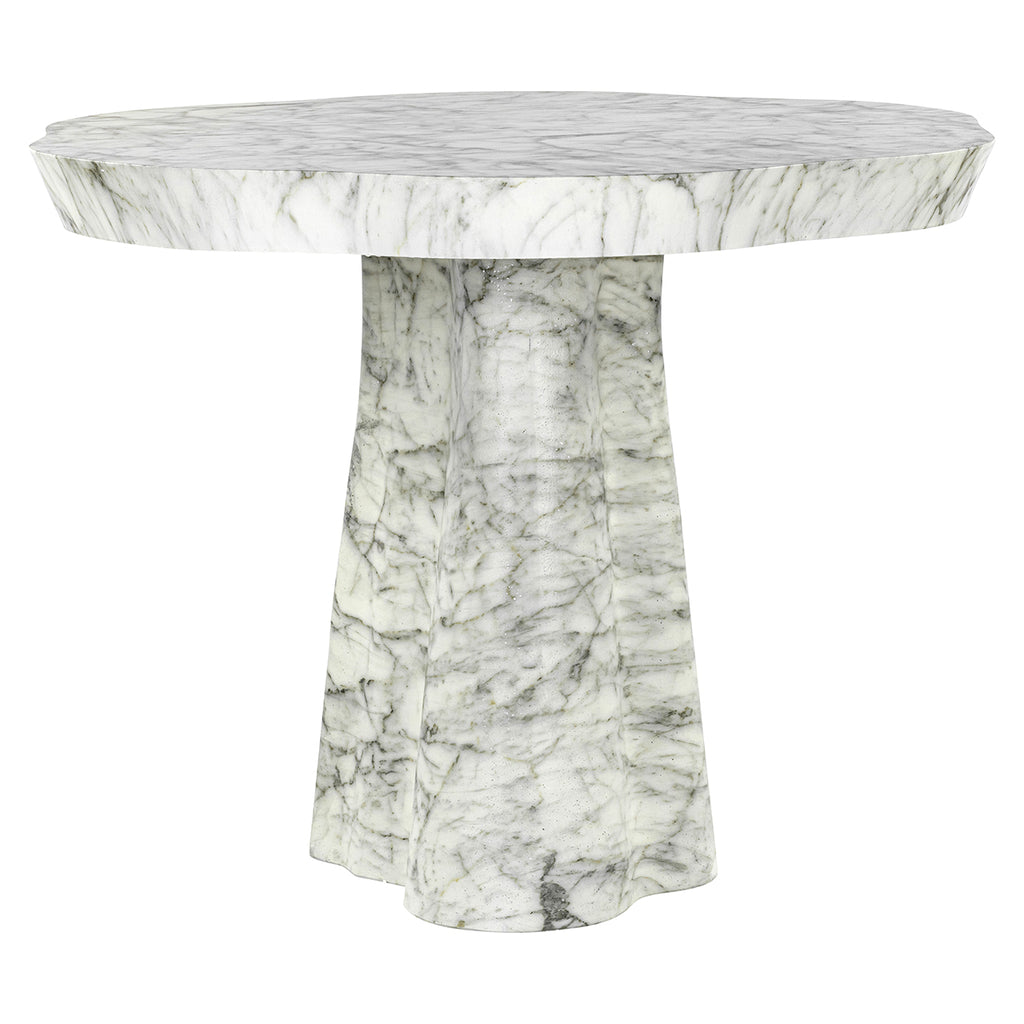 Dining table Rockyard 100Ø faux white marble (White)