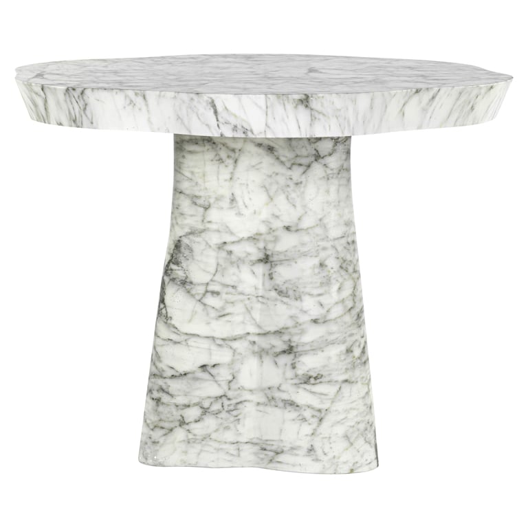 Dining table Rockyard 140Ø faux white marble (White)