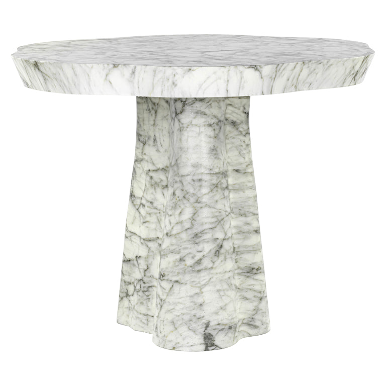 Dining table Rockyard 140Ø faux white marble (White)