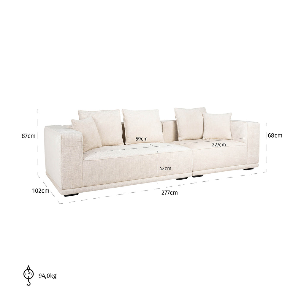 Sofa Lusso 3-zits beige chenille