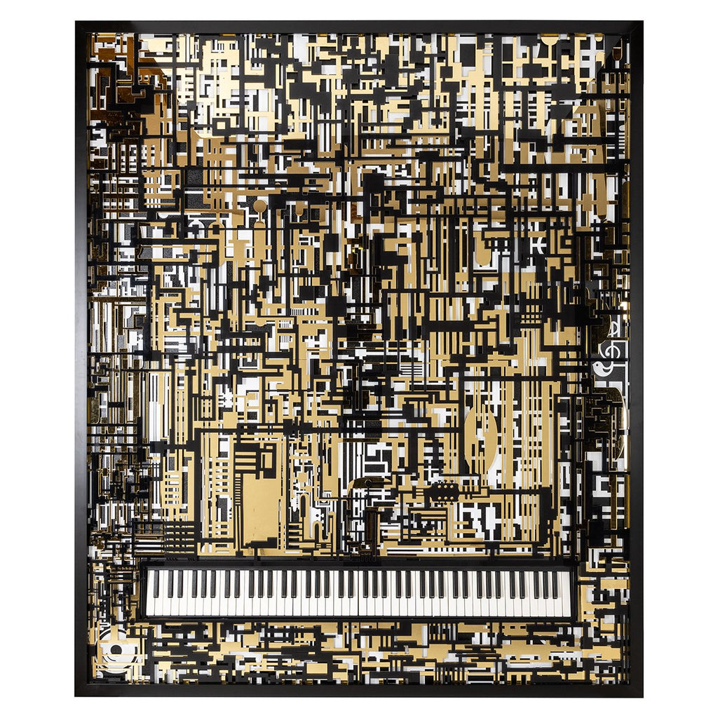 Wandkunst Klavier Wibi (Schwarz/Gold)